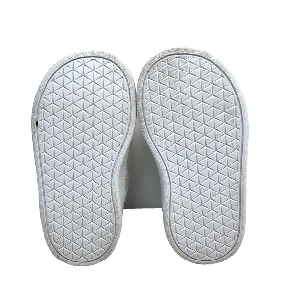 Adidas Grand Court Toddler Girls Shoes Size 5 White Silver Iridescent‎ Stripes - Picture 6 of 6